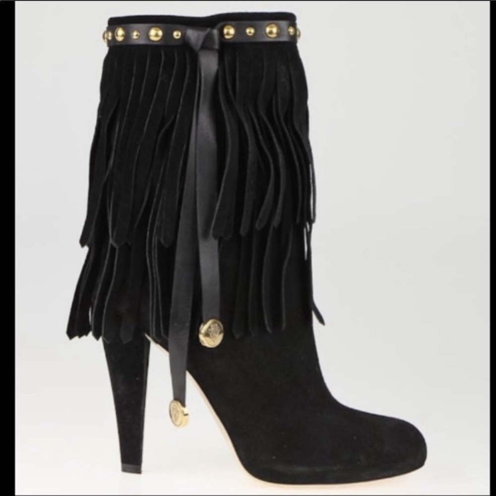 Gucci suede fringe Devandra runway boots